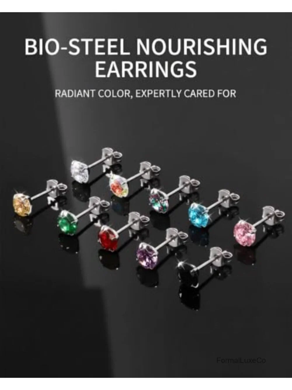 6 Pairs CZ Stud Earrings Set 316L Surgical Steel Hypoallergenic 3-8mm